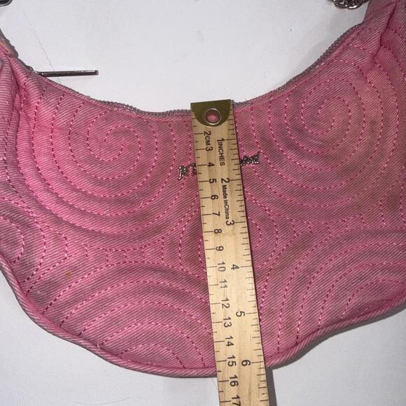 Betsey Johnson XOVALLI Pink Skull Crossbones Embroidered Crossbody Shoulder Bag - Picture 8 of 12